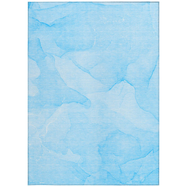 3' X 5' Blue Abstract Washable Non Skid Indoor Outdoor Area Rug