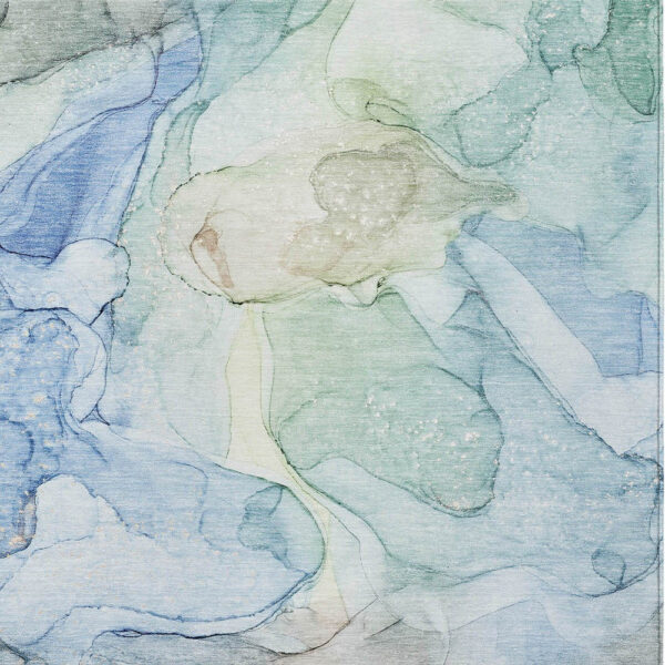 3' X 5' Blue Abstract Washable Non Skid Indoor Outdoor Area Rug