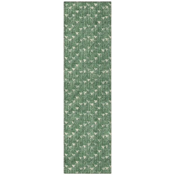 8' Sage Geometric Washable Non Skid Indoor Outdoor Runner Rug