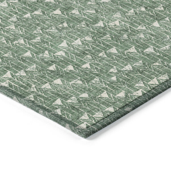 8' Sage Geometric Washable Non Skid Indoor Outdoor Runner Rug