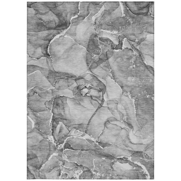 8' X 10' Gray and Ivory Abstract Washable Non Skid Indoor Outdoor Area Rug