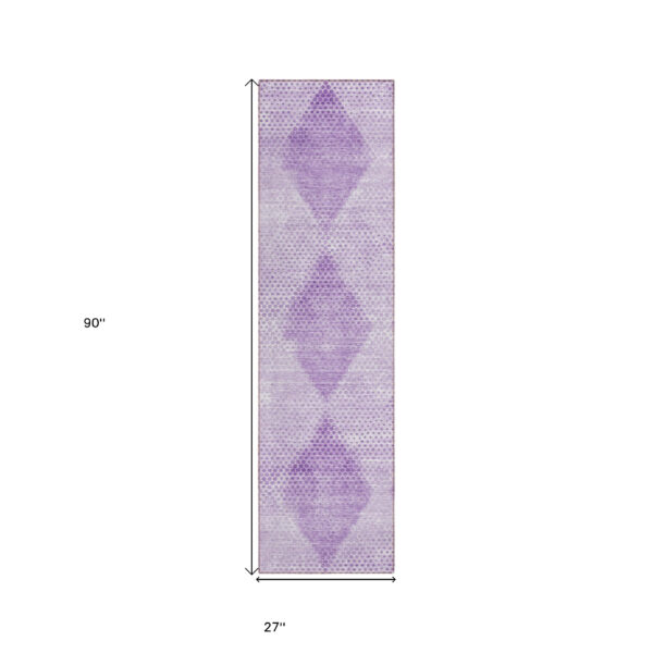 8' Runner Lavender Geometric Washable Non Skid Indoor Outdoor Runner Rug