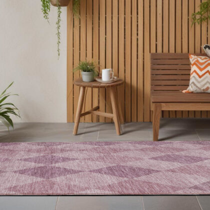 8' Runner Blush Geometric Washable Non Skid Indoor Outdoor Runner Rug