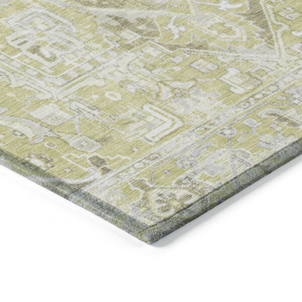 8' Round Artichoke Green Round Oriental Washable Non Skid Indoor Outdoor Area Rug