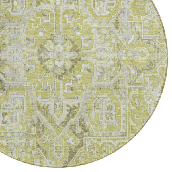 8' Round Artichoke Green Round Oriental Washable Non Skid Indoor Outdoor Area Rug