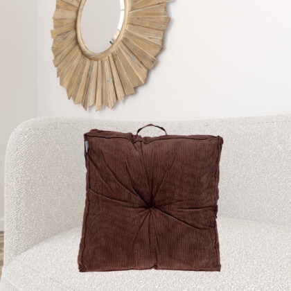 Corduroy Styled Dark Brown Tufted Floor Pillow