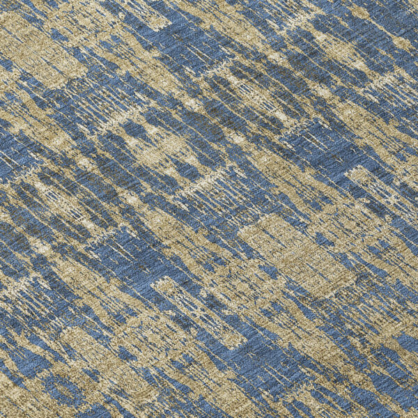 8' Blue Taupe And Beige Round Moroccan Washable Indoor Outdoor Area Rug