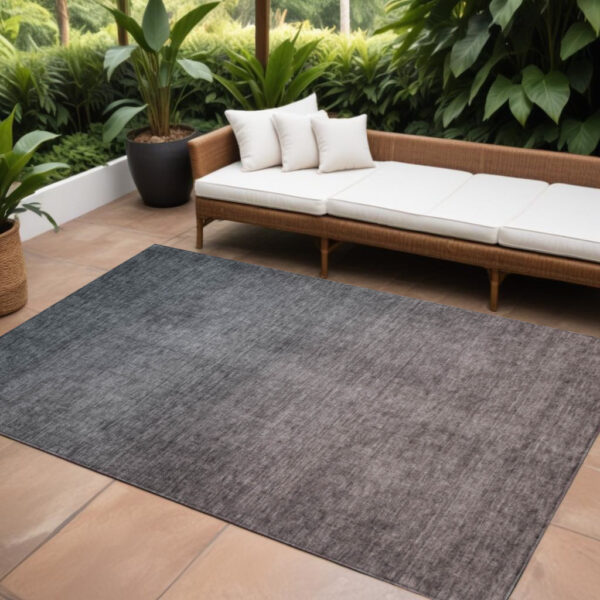 10' X 14' Gray Charcoal And Brown Ombre Washable Indoor Outdoor Area Rug