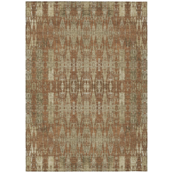 3' X 5' Orange Taupe And Beige Moroccan Washable Indoor Outdoor Area Rug