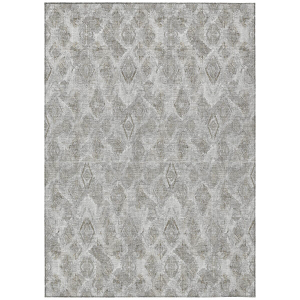 9' X 12' Silver Gray And Pewter Geometric Washable Indoor Outdoor Area Rug