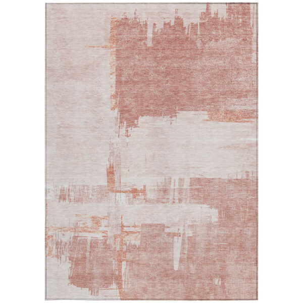 3' X 5' Blush Mauve And Ivory Abstract Washable Indoor Outdoor Area Rug