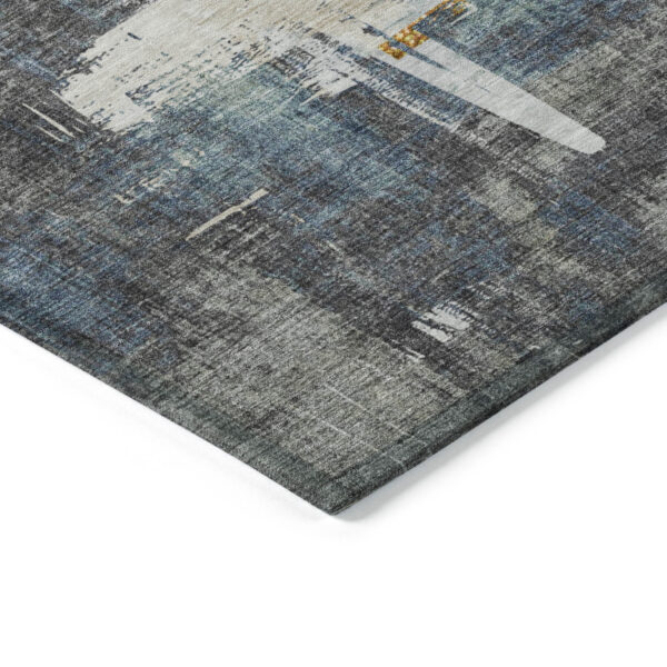 5' X 8' Charcoal Gray And Tan Abstract Washable Indoor Outdoor Area Rug
