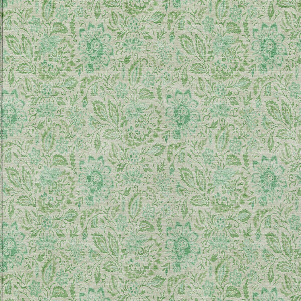 8' X 10' Sage And Artichoke Green Floral Washable Indoor Outdoor Area Rug