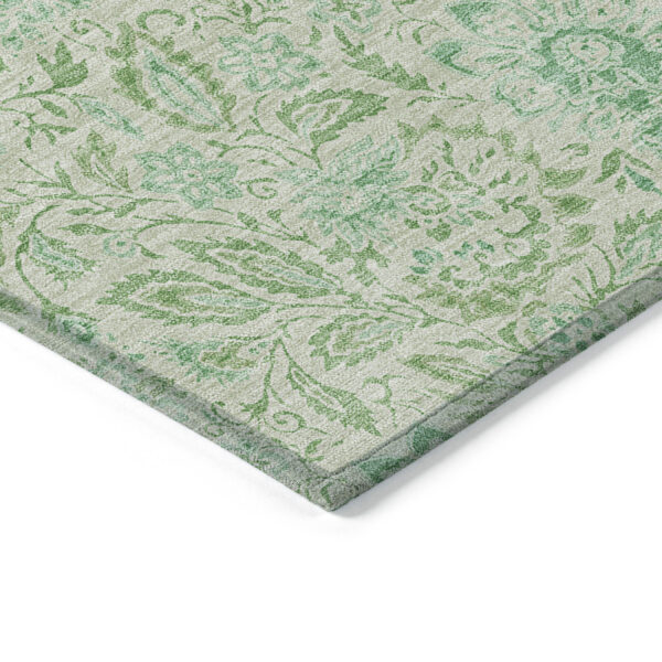 8' X 10' Sage And Artichoke Green Floral Washable Indoor Outdoor Area Rug