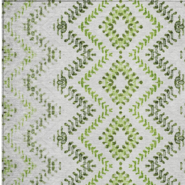 10' X 14' Green Ivory And Gray Geometric Washable Indoor Outdoor Area Rug