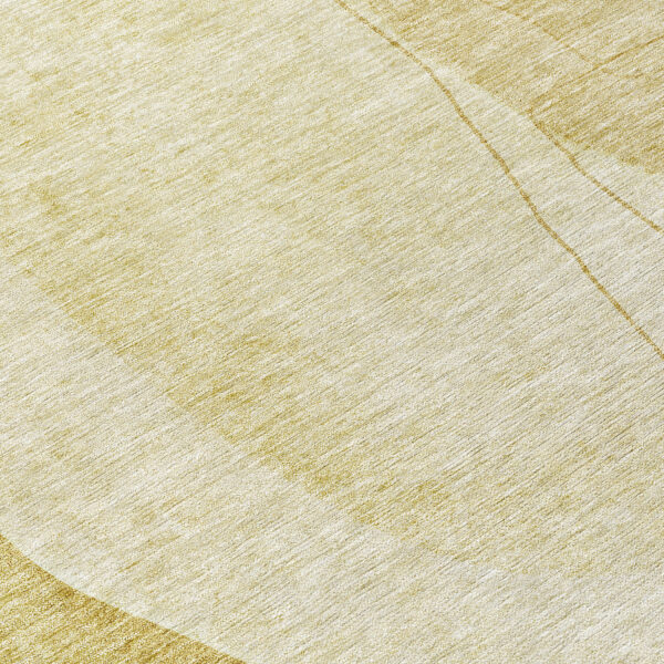 8' Gold Wheat And Beige Round Abstract Washable Indoor Outdoor Area Rug
