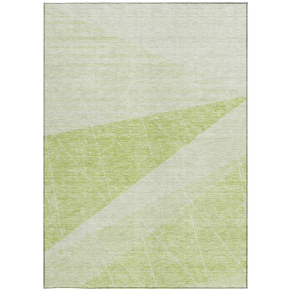 10' X 14' Green Mint Green And Ivory Geometric Washable Indoor Outdoor Area Rug