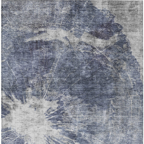 5' X 8' Navy Blue And Denim Blue Abstract Washable Indoor Outdoor Area Rug