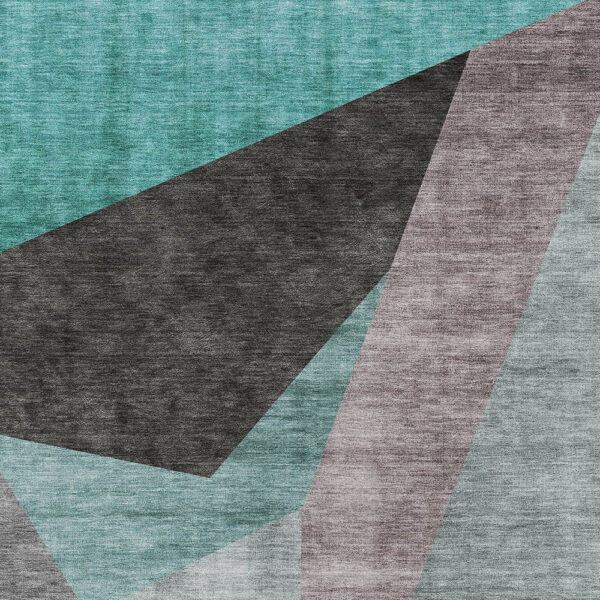 10' X 14' Teal Blue Aqua And Charcoal Abstract Washable Indoor Outdoor Area Rug