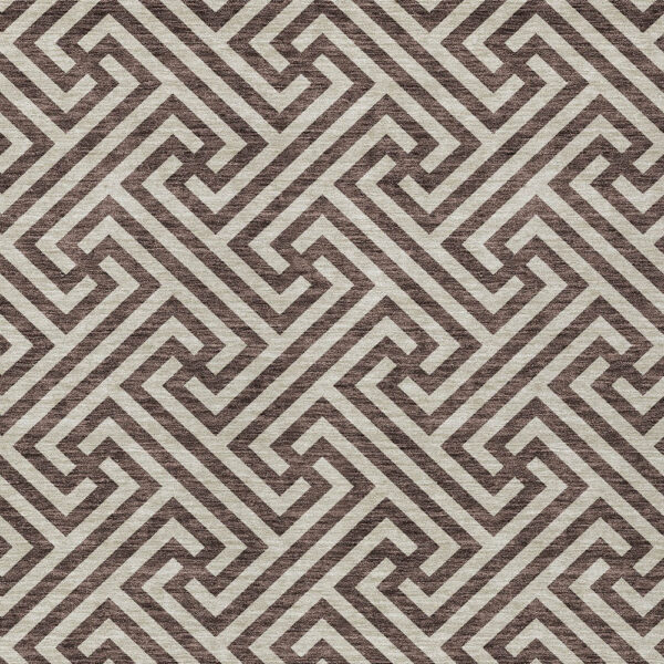 10' X 14' Brown And Beige Geometric Washable Indoor Outdoor Area Rug