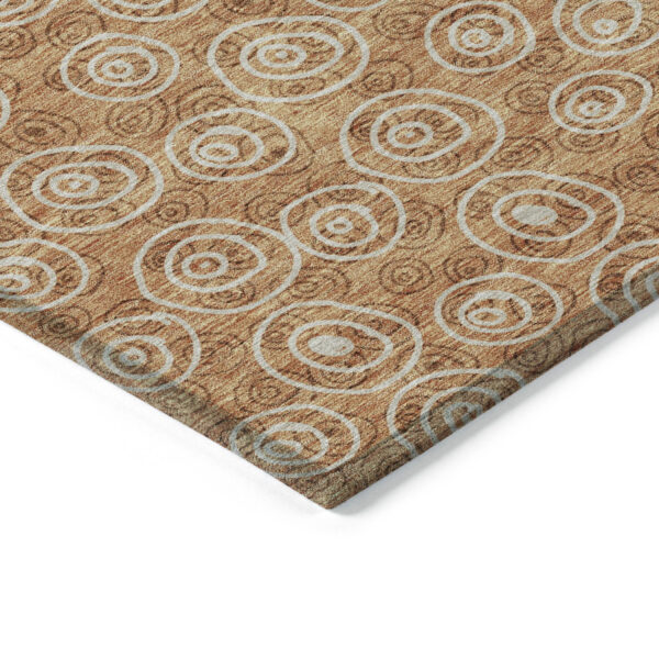 5' X 8' Terra Cotta Copper And Beige Geometric Washable Indoor Outdoor Area Rug