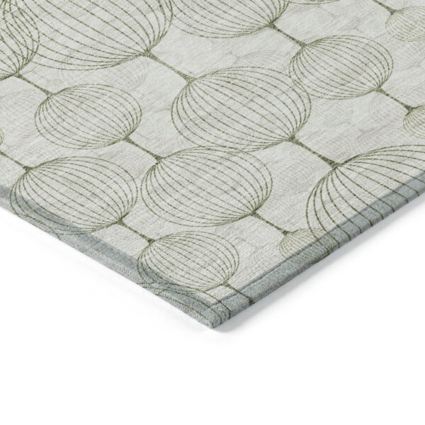 10' X 14' Green And Beige Geometric Washable Indoor Outdoor Area Rug