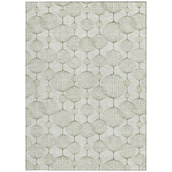 10' X 14' Green And Beige Geometric Washable Indoor Outdoor Area Rug