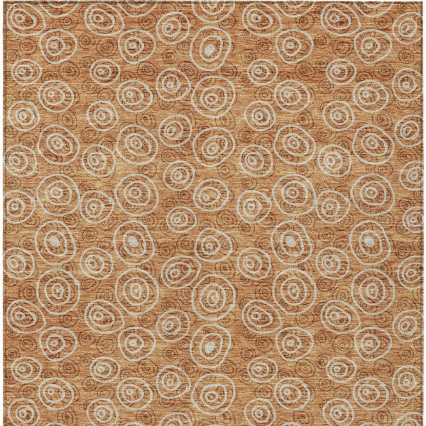 5' X 8' Terra Cotta Copper And Beige Geometric Washable Indoor Outdoor Area Rug