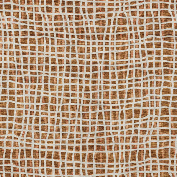 5' X 8' Orange Beige And Copper Striped Washable Indoor Outdoor Area Rug