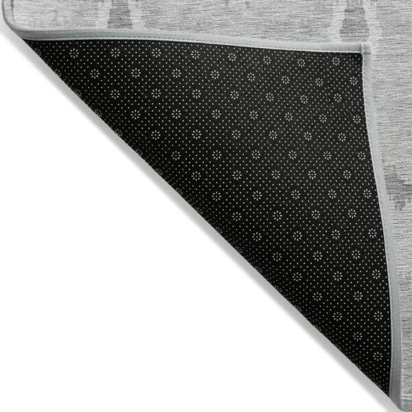 9' X 12' Silver And Gray Ikat Washable Indoor Outdoor Area Rug