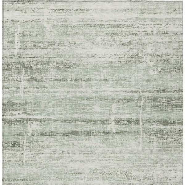 5' X 8' Sage Artichoke Green And Ivory Abstract Washable Indoor Outdoor Area Rug