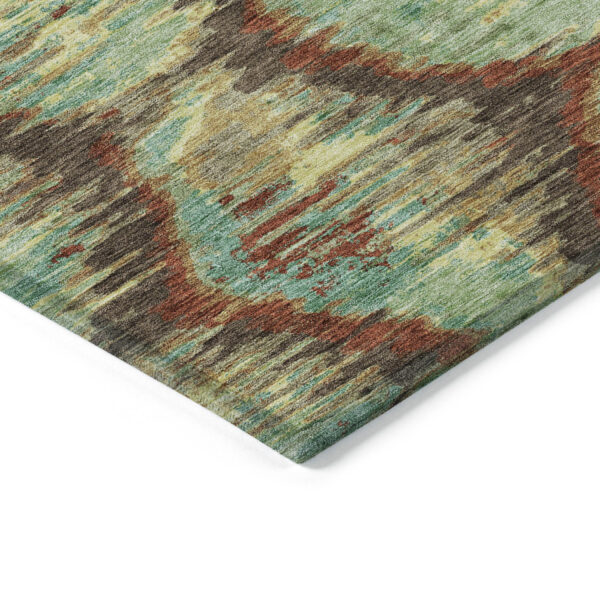 8' X 10' Brown Gold And Teal Blue Abstract Washable Indoor Outdoor Area Rug