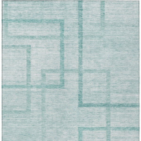 8' X 10' Teal Blue And Aqua Geometric Washable Indoor Outdoor Area Rug