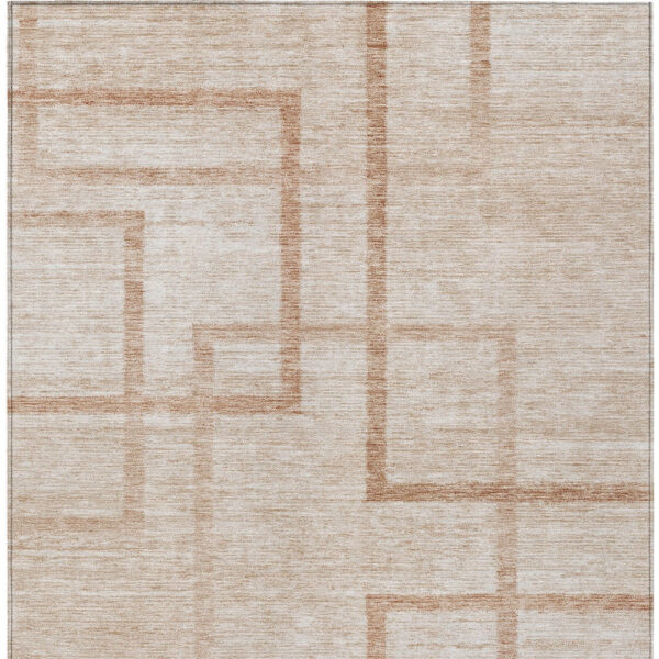 10' X 14' Copper And Brown Geometric Washable Indoor Outdoor Area Rug