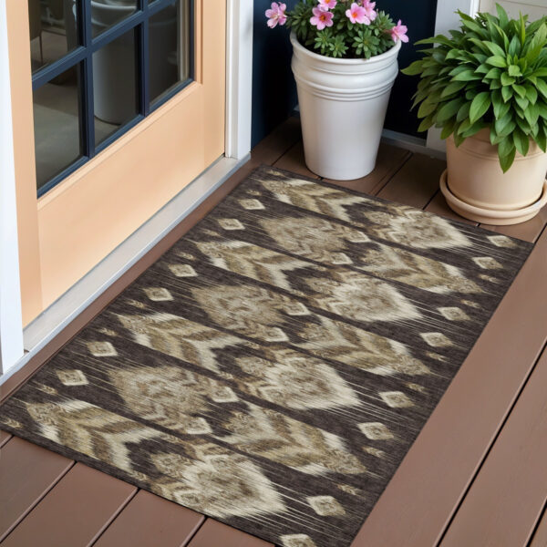 3' X 5' Brown Beige And Taupe Southwestern Washable Indoor Outdoor Area Rug