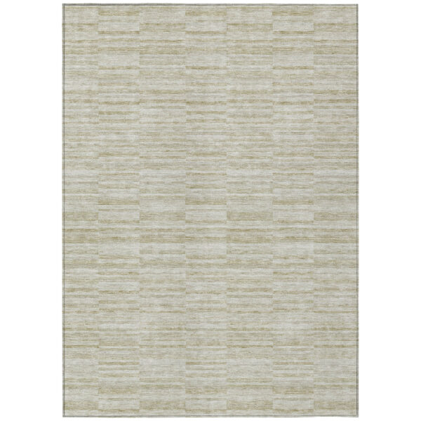 5' X 8' Taupe Beige And Tan Striped Washable Indoor Outdoor Area Rug