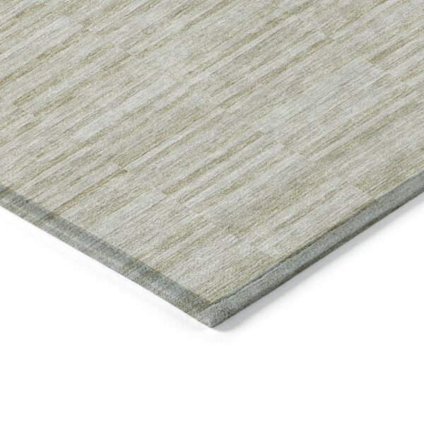 5' X 8' Taupe Beige And Tan Striped Washable Indoor Outdoor Area Rug