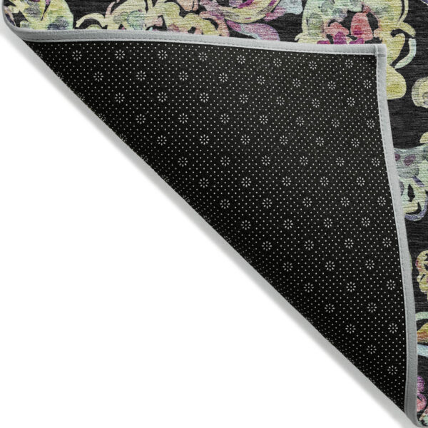 10' X 14' Black And Artichoke Green Paisley Washable Indoor Outdoor Area Rug