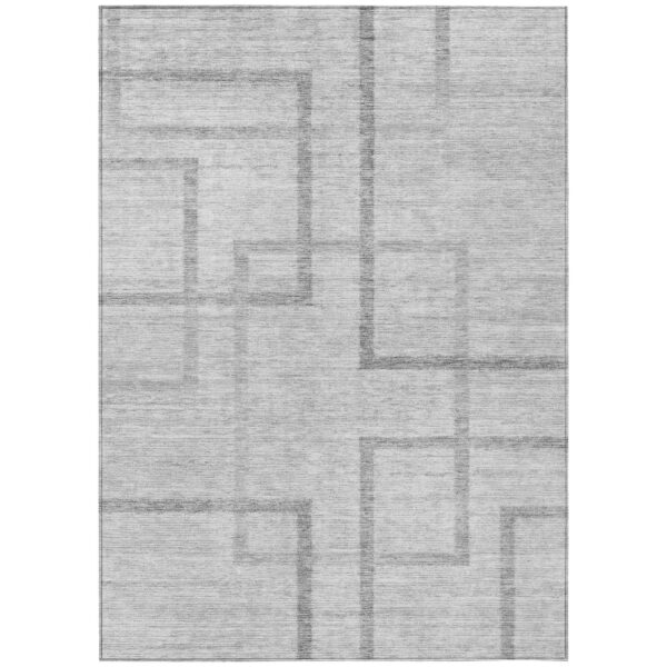 3' X 5' Gray Charcoal And Silver Geometric Washable Indoor Outdoor Area Rug