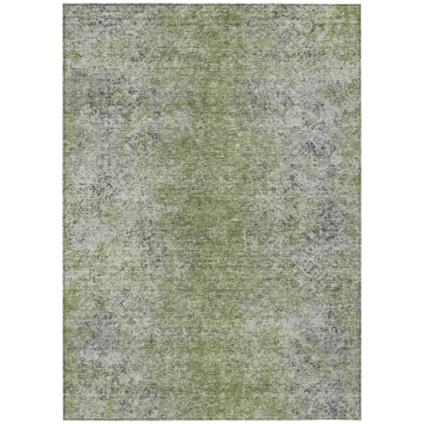 10' X 14' Fern Green Artichoke Green And Ivory Oriental Washable Indoor Outdoor Area Rug