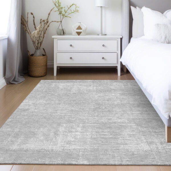10' X 14' Silver And Gray Abstract Washable Indoor Outdoor Area Rug