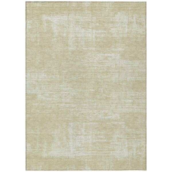 3' X 5' Beige Tan And Taupe Abstract Washable Indoor Outdoor Area Rug