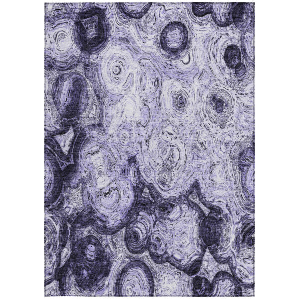 5' X 8' Purple And Lavender Abstract Washable Indoor Outdoor Area Rug