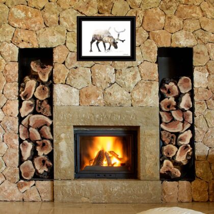 Arctic Reindeer 2 Black Framed Print Wall Art