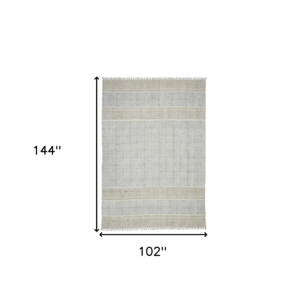 8' X 12' Blue Oriental Flatweave Handmade Distressed Area Rug With Fringe