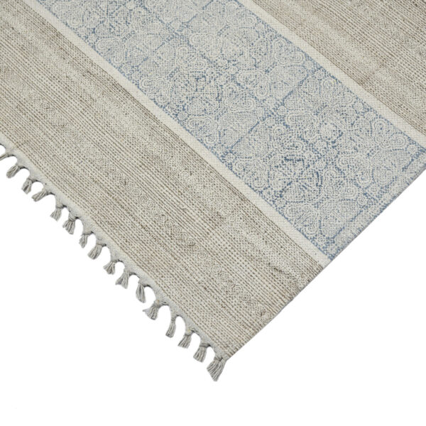 8' X 12' Blue Oriental Flatweave Handmade Distressed Area Rug With Fringe