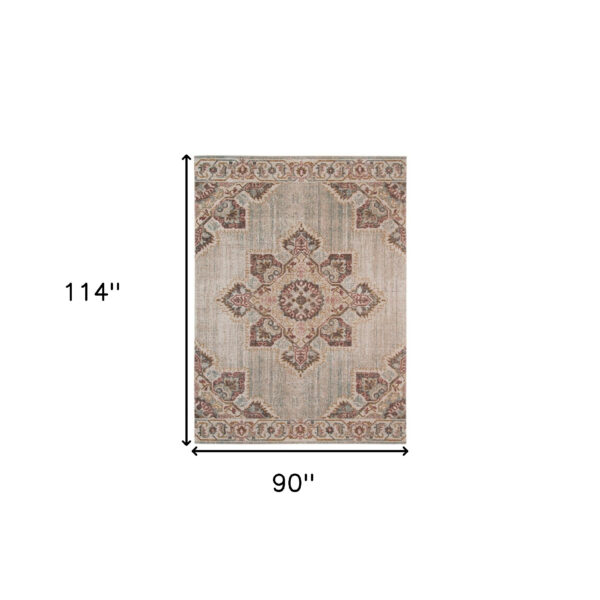 7' x 9' Beige Medallion Power Loom Area Rug