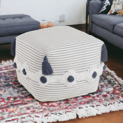 18" Gray 100% Cotton Ottoman