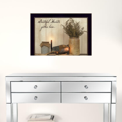 Grateful Hearts 3 Black Framed Print Wall Art