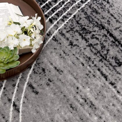 8' X 10' Gray Abstract Dhurrie Area Rug